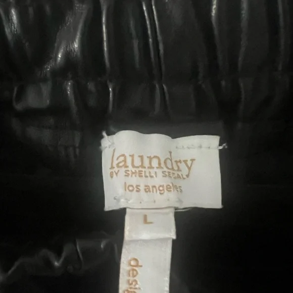 Laundry By Shelli Segal Black Faux Leather Joggers - Picture 3 of 4